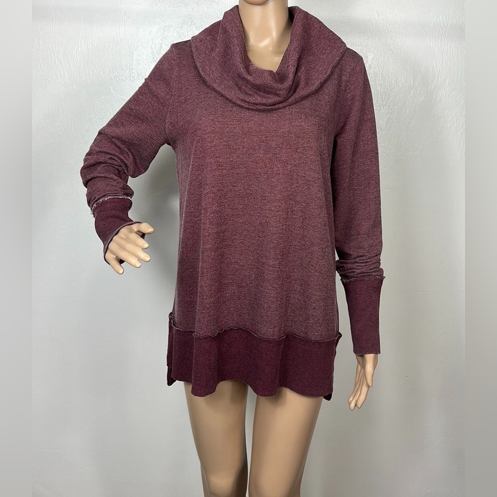 Lucky Brand Cranberry Cowl Neck Sweater Tunic Top Women’s Size Large